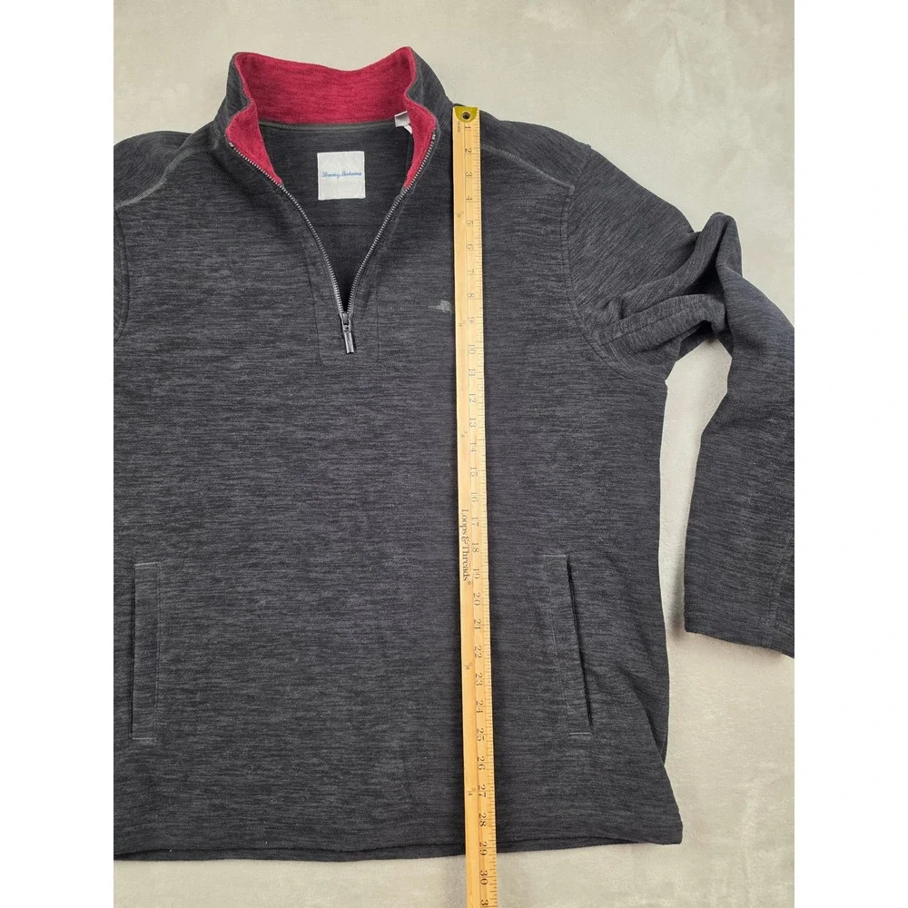 Tommy Bahama 1/4 Zip Pullover Mens XL Gray Fleece Pocket Mock Neck